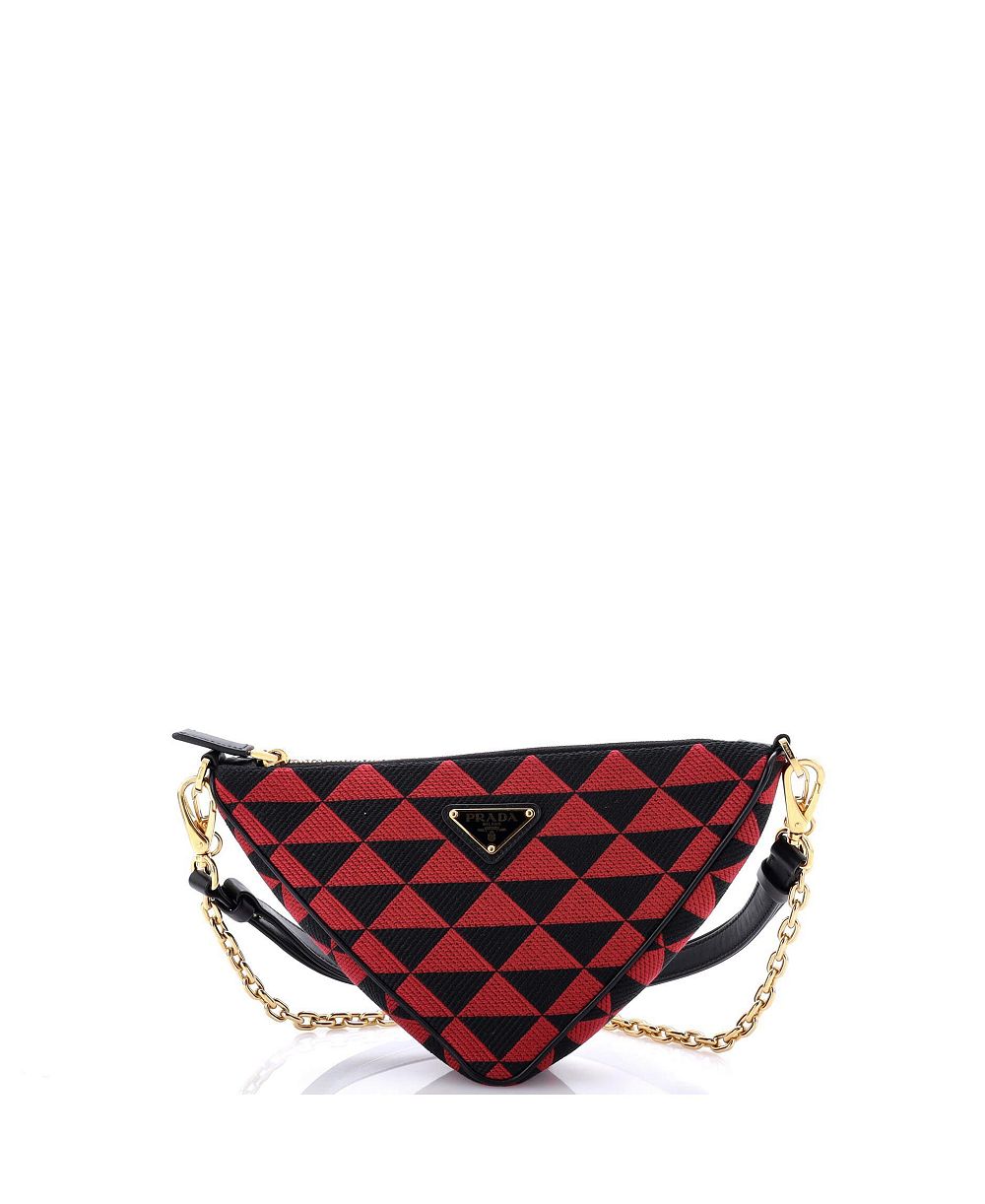 Pre-Owned Prada мини-сумка Triangle Bag из кожи и жаккарда
