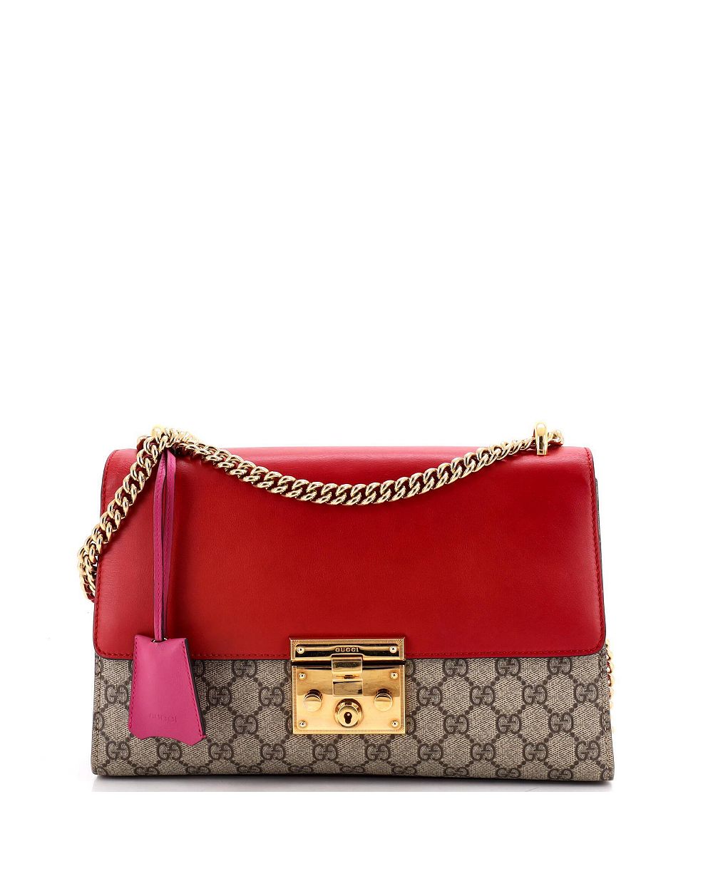 Pre-Owned Gucci средняя сумка через плечо Padlock из лакированной ткани GG и кожи