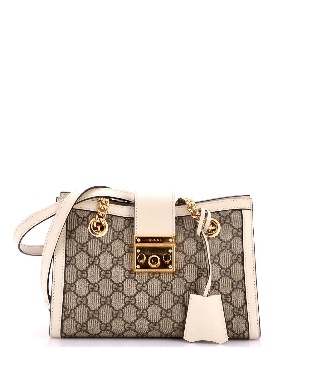 Pre-Owned Gucci маленький Padlock цепь тот GG покрытая кожа с кожей