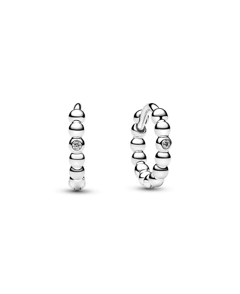 Серьги-кольца Pandora Signature с бусинами из кубического циркония
