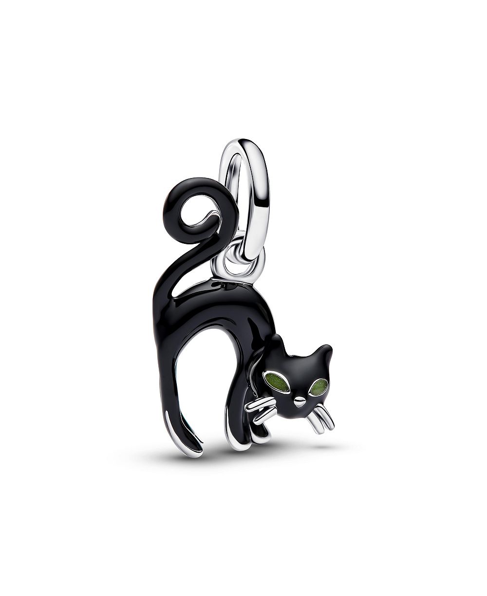 Pandora Sterling Silver Black Cat Glow-in-the-Dark Dangle Charm