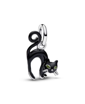 Pandora Sterling Silver Black Cat Glow-in-the-Dark Dangle Charm
