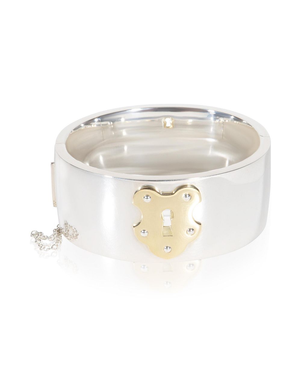 Широкий браслет Lock из желтого золота и стерлингового серебра, Pre-Owned Tiffany & Co