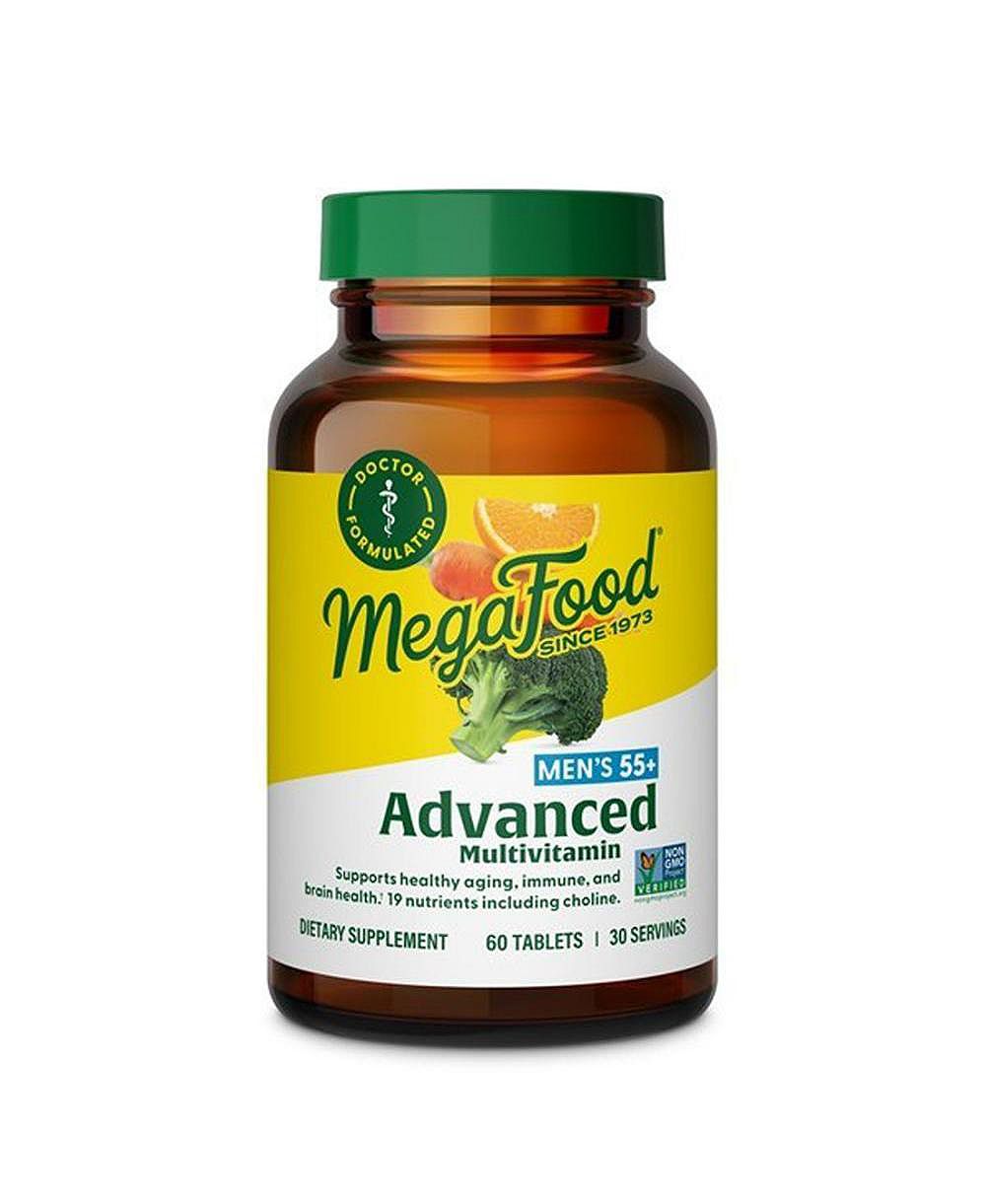 MegaFood Мультивитамин для мужчин 55+ с холином, витаминами C, D3, B12 и цинком, для здорового старения, 60 шт.