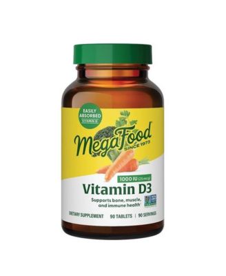 MegaFood Витамин D3 1000 МЕ, поддержка костей, мышц и иммунитета, таблетки витамина D, 90 шт