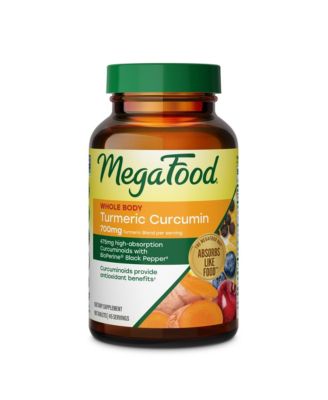 MegaFood Whole Body Turmeric Curcumin Supplement with Black Pepper and Vitamin C, 90 Count