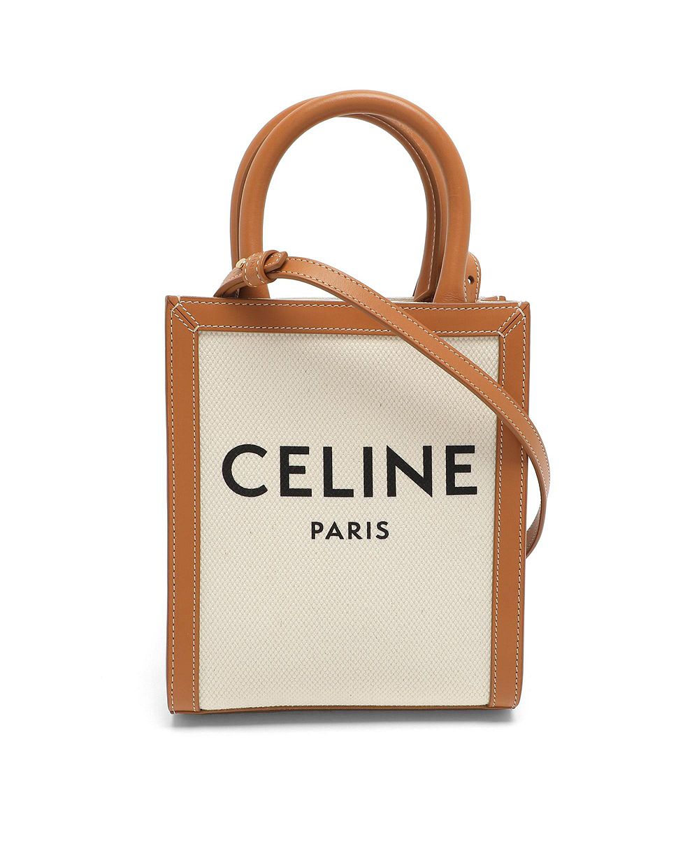 Мини-сумка Celine Vertical Cabas из канваса, б/у