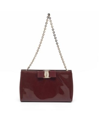 Pre-Owned Salvatore Ferragamo Miss Vara Patent Leather Bow Chain-Strap Clutch
