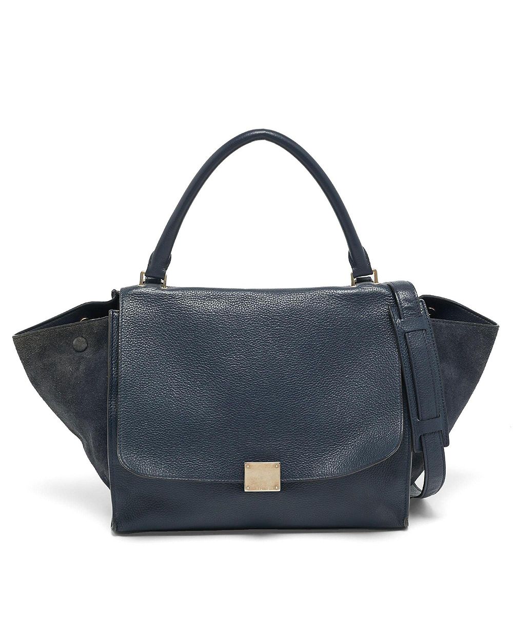 Б/у женская сумка Celine Medium из кожи и замши с ручкой сверху и трапециевидной формой