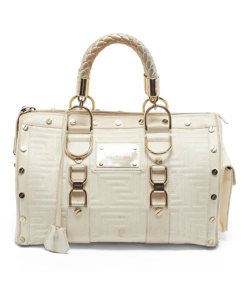 Pre-Owned Versace женская сумка-саквояж Quilted Greca из кожи с застежкой-кнопкой