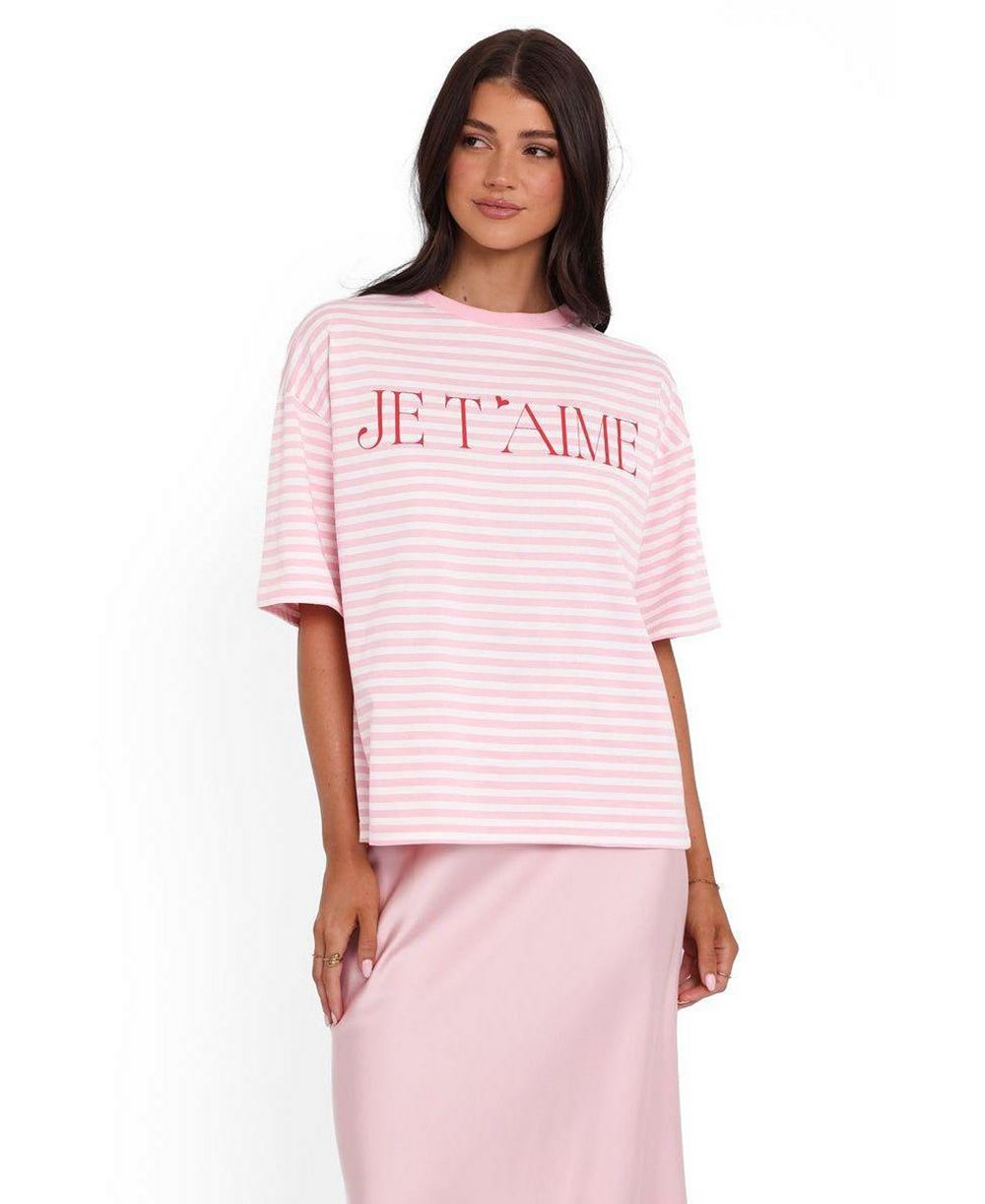 Женская футболка Petal and Pup Marly Je T'Aime Stripe, свободного кроя