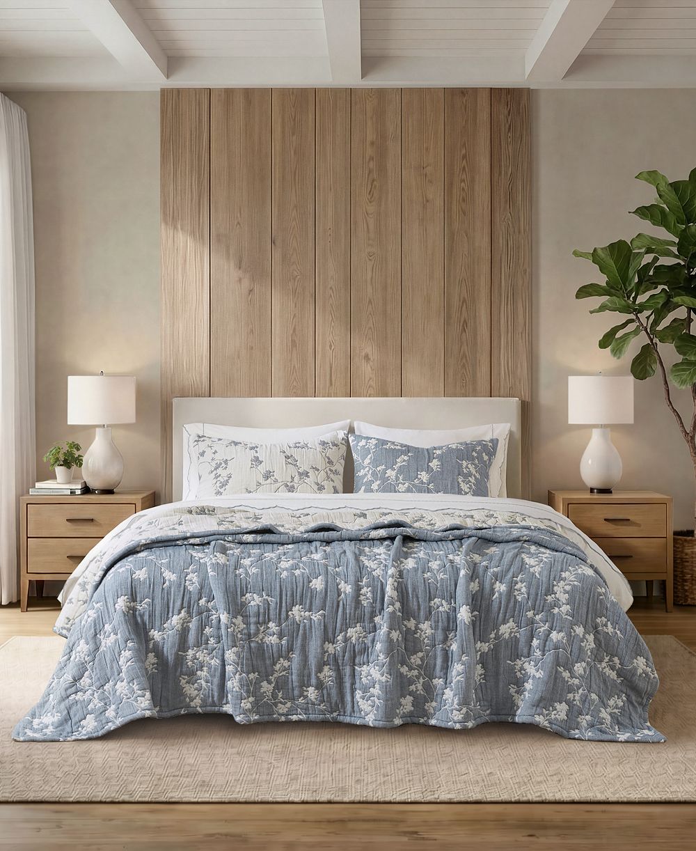 Harbor House комплект покрывал из хлопкового газа с жаккардовым узором Catalina Botanical, King
