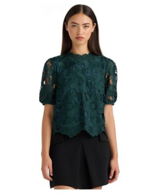 NVLT Women's Mock Neck Lace Top