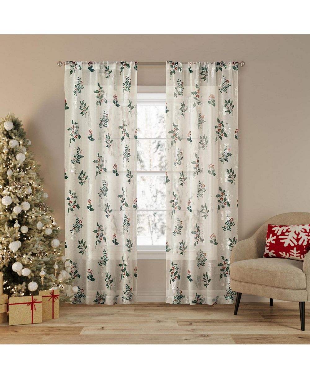 No. 918 Berry Creek Christmas, полупрозрачная металлическая штора на штанге с люверсами, пара