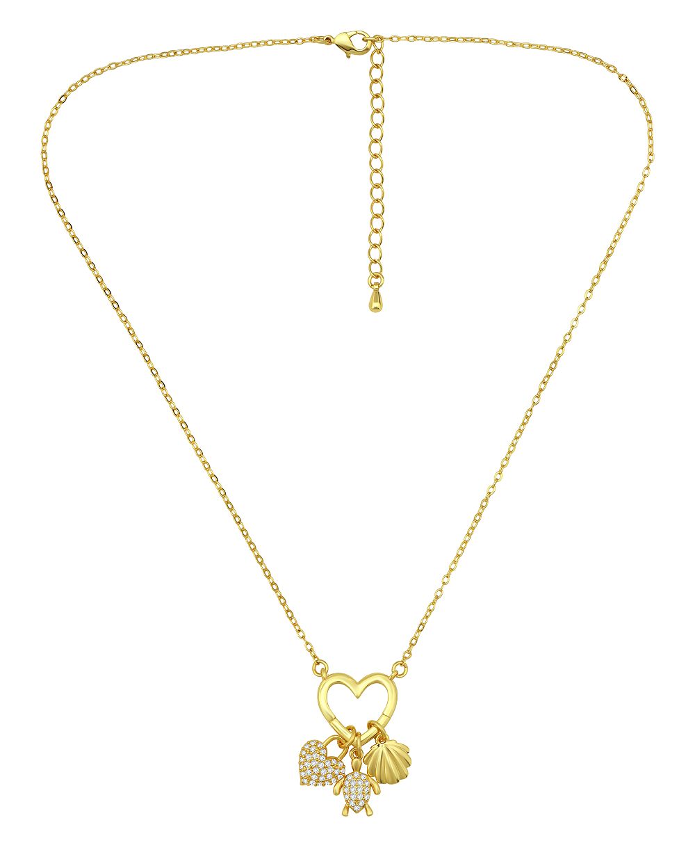 Macy's подвеска в форме сердца из золота 14k на латунной основе с подвесками в виде сердца, черепахи и раковины