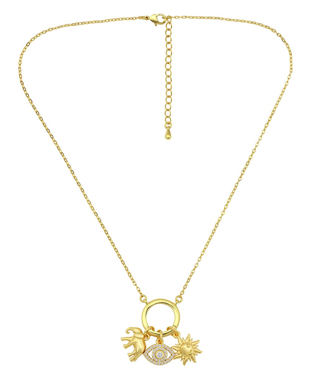 Macy's ожерелье с держателем для кулонов в виде круга, позолоченное 14k, с кулонами слона, дурного глаза и солнца