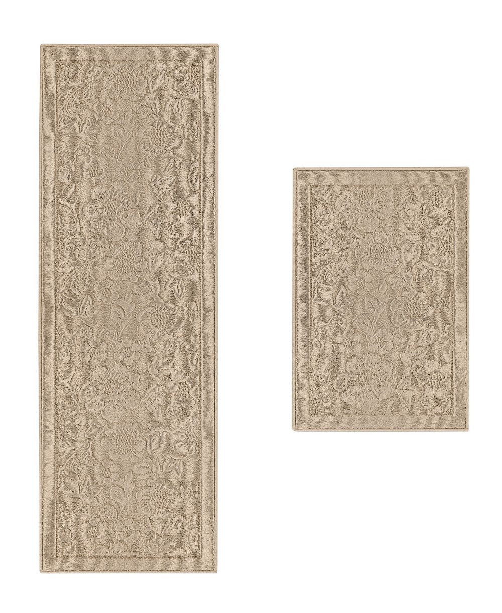 Laura Ashley Hi-Low Tufted Skid-Resistant  2-Piece Rug Set