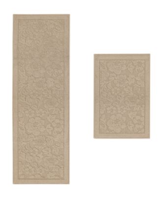 Laura Ashley Hi-Low Tufted Skid-Resistant  2-Piece Rug Set