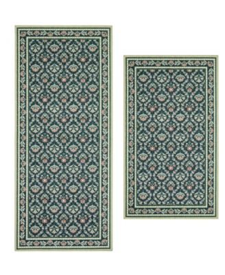 Laura Ashley Barrington Floral Slip Resistant 2-Piece Rug Set