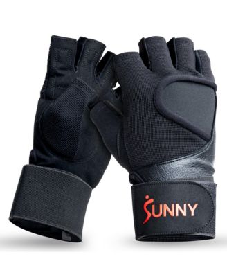 Sunny Health & Fitness Weightlifting Gloves, Medium, with Built-In Wrist Compression and Padded Palm for Strength Training