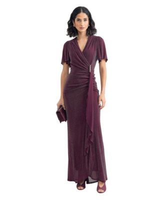 Phase Eight Women's Alexis Shimmering Flutter-Sleeve Wrap Maxi Dress