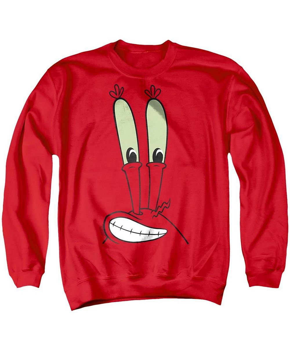 SpongeBob SquarePants мужская длинно рукавная футболка с круглым вырезом и принтом лица мистера Крабса