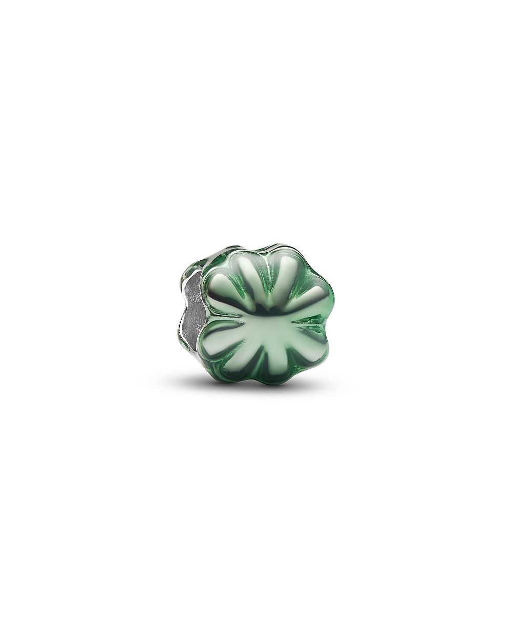 Серебряный гравированный подвесной шарм Pandora в виде клевера Mini Charm