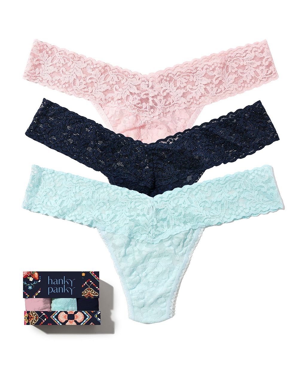 Hanky Panky Стринги с кружевом Signature низкой посадки, 3 шт.