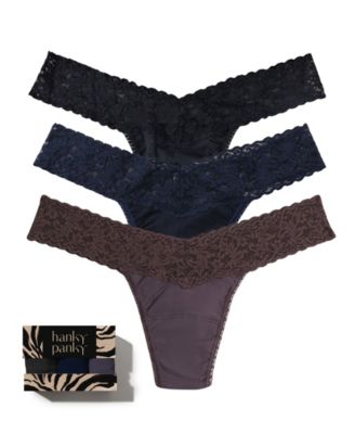 Hanky Panky стринги с низкой посадкой из хлопка Supima с кружевом, набор из 3 штук