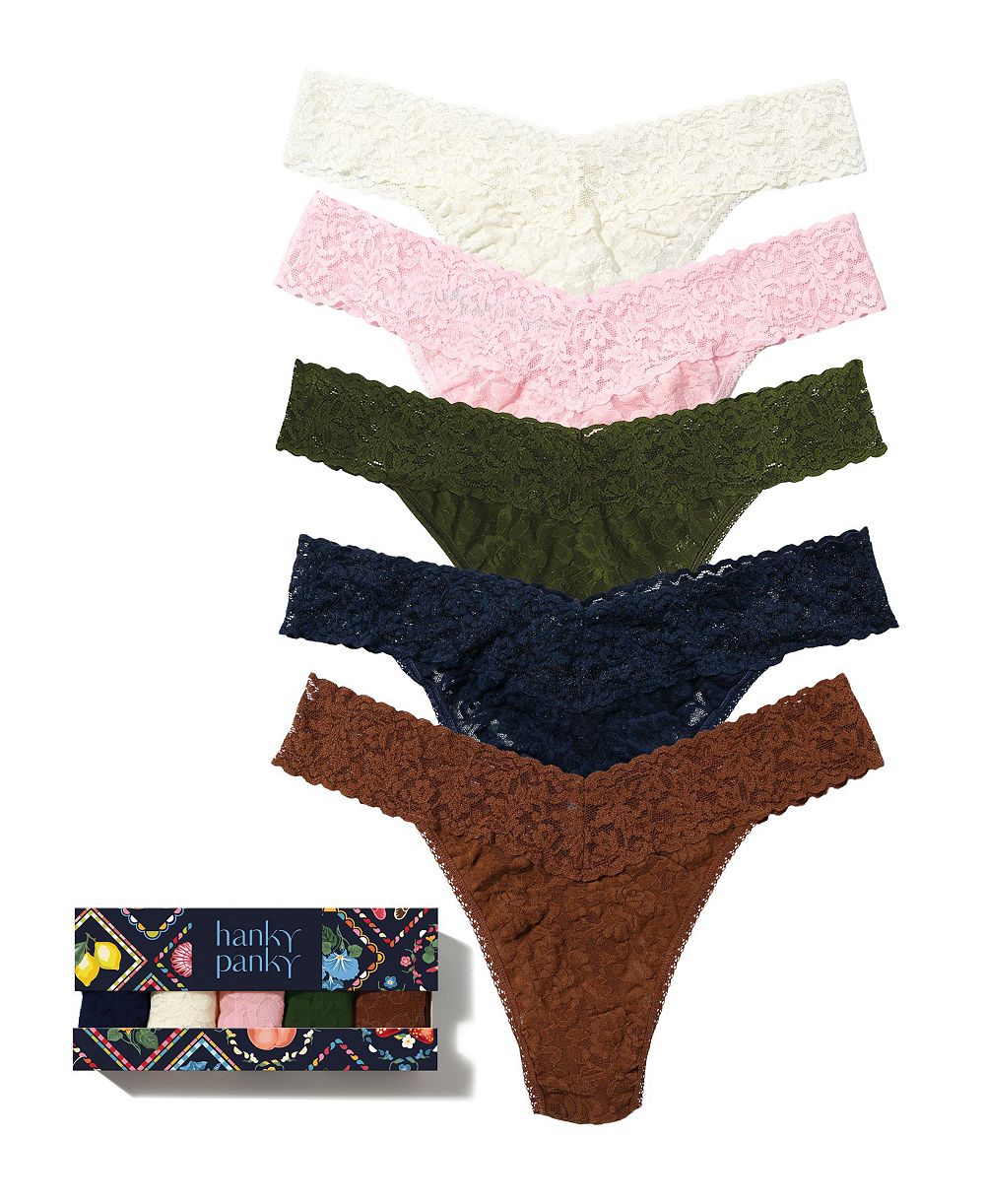Hanky Panky Стринги с V-образным вырезом и цветочным кружевом Signature, 5 шт.