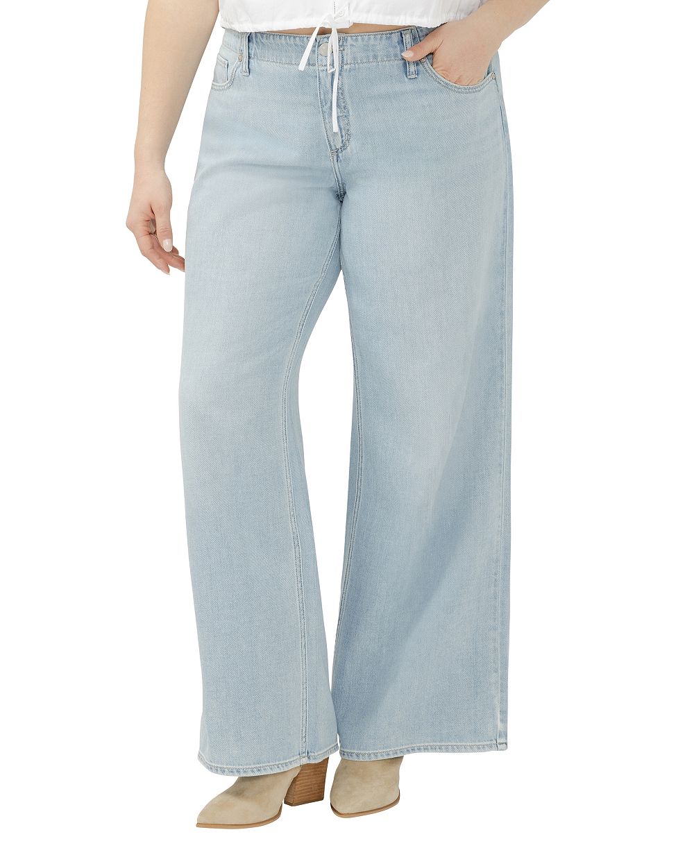 Silver Jeans Co. Plus Size Suki Light-Wash High-Rise Wide-Leg Jeans
