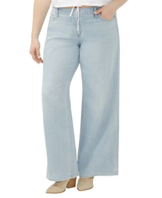 Silver Jeans Co. Plus Size Suki Light-Wash High-Rise Wide-Leg Jeans