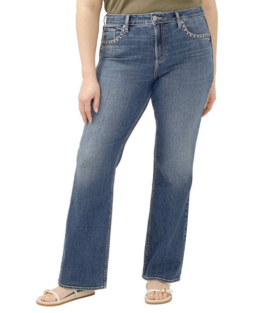 Silver Jeans Co. Plus Size Avery High-Waisted Studded Bootcut Denim Jeans