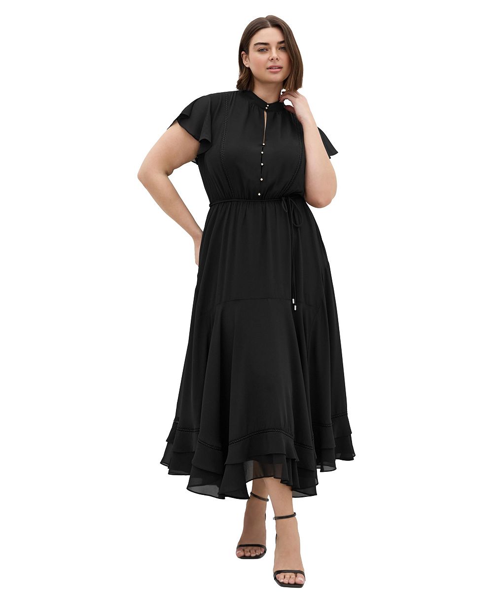 Женское макси-платье CITY CHIC Plus Size Yasmine в викторианском стиле с высоким воротником-стойкой и прозрачными рукавами-крылышками