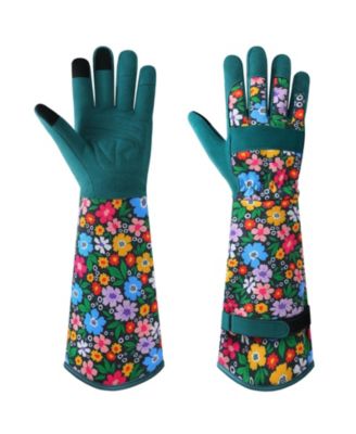 XDOVET Women Leather Garden Gloves Long Thorn-proof Grip Work