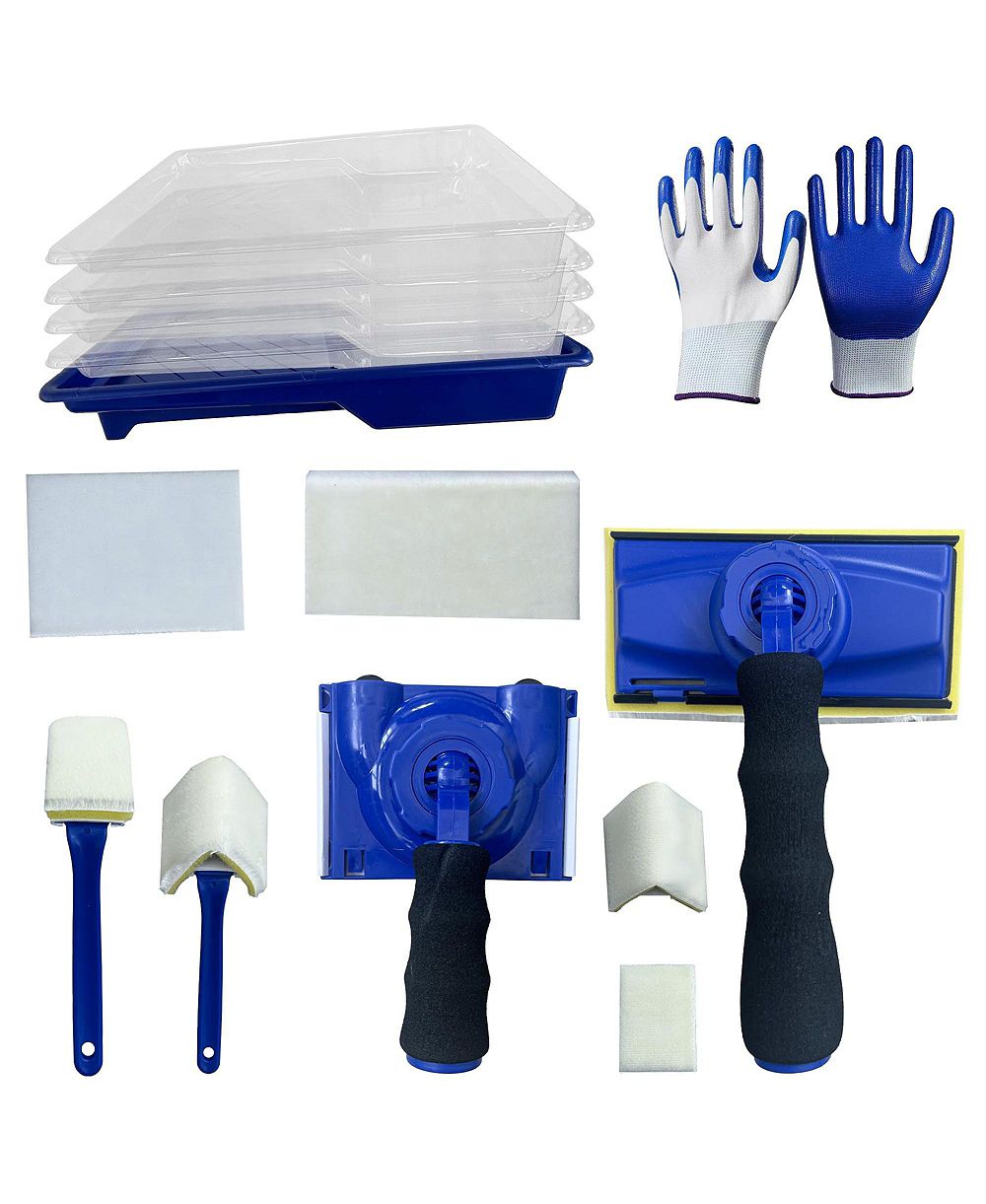 XDOVET Paint Edger Tool Kit Rotating Handle Corner Pad Mini Detail Tray Refill Pads Gloves Base Trays