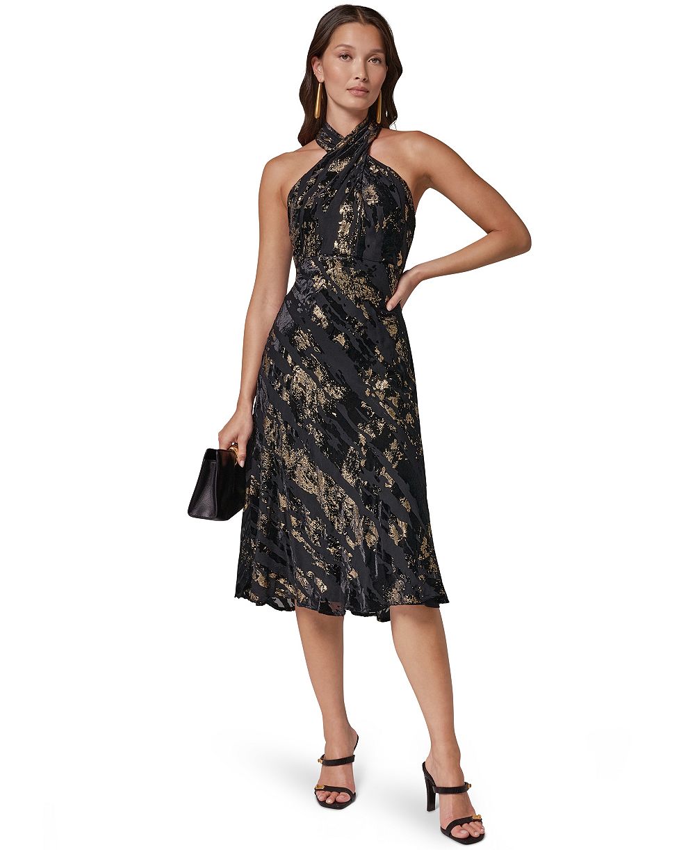 Женское миди-платье Donna Karan New York с открытой спиной из бархата с эффектом выжигания