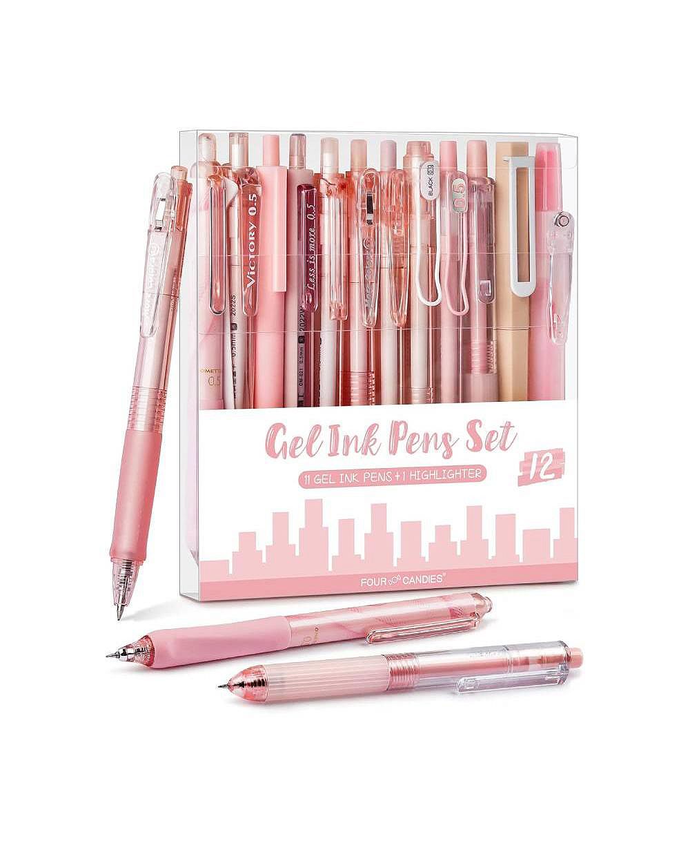 Four Candies гелевые ручки серии Rose, 12 штук, милые ручки для письма 0,5 мм, эстетичные школьные принадлежности