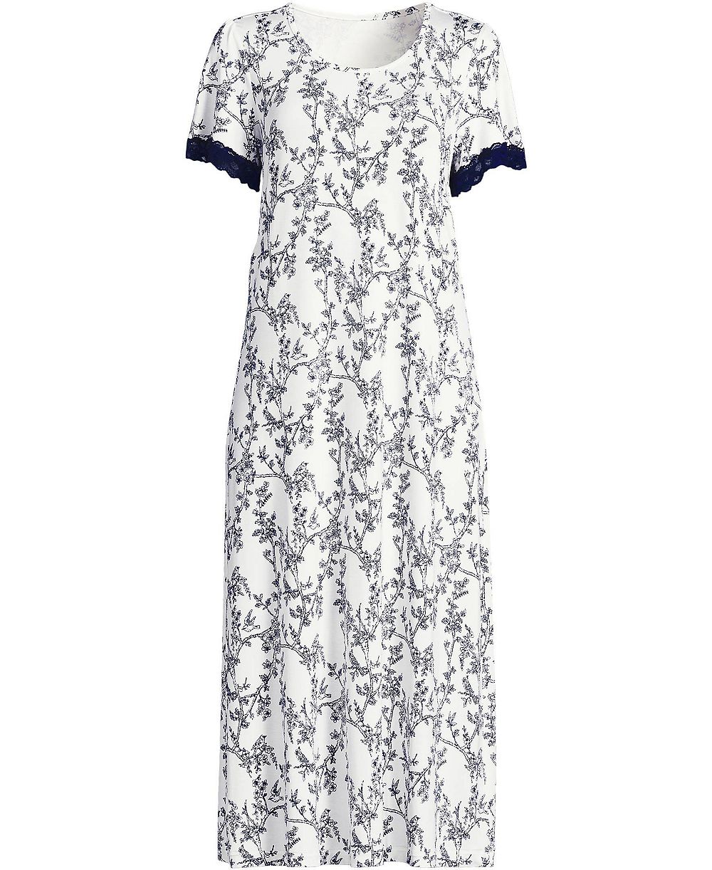 Lands' End Women's Mid-Calf Scoop Neck Nightgown