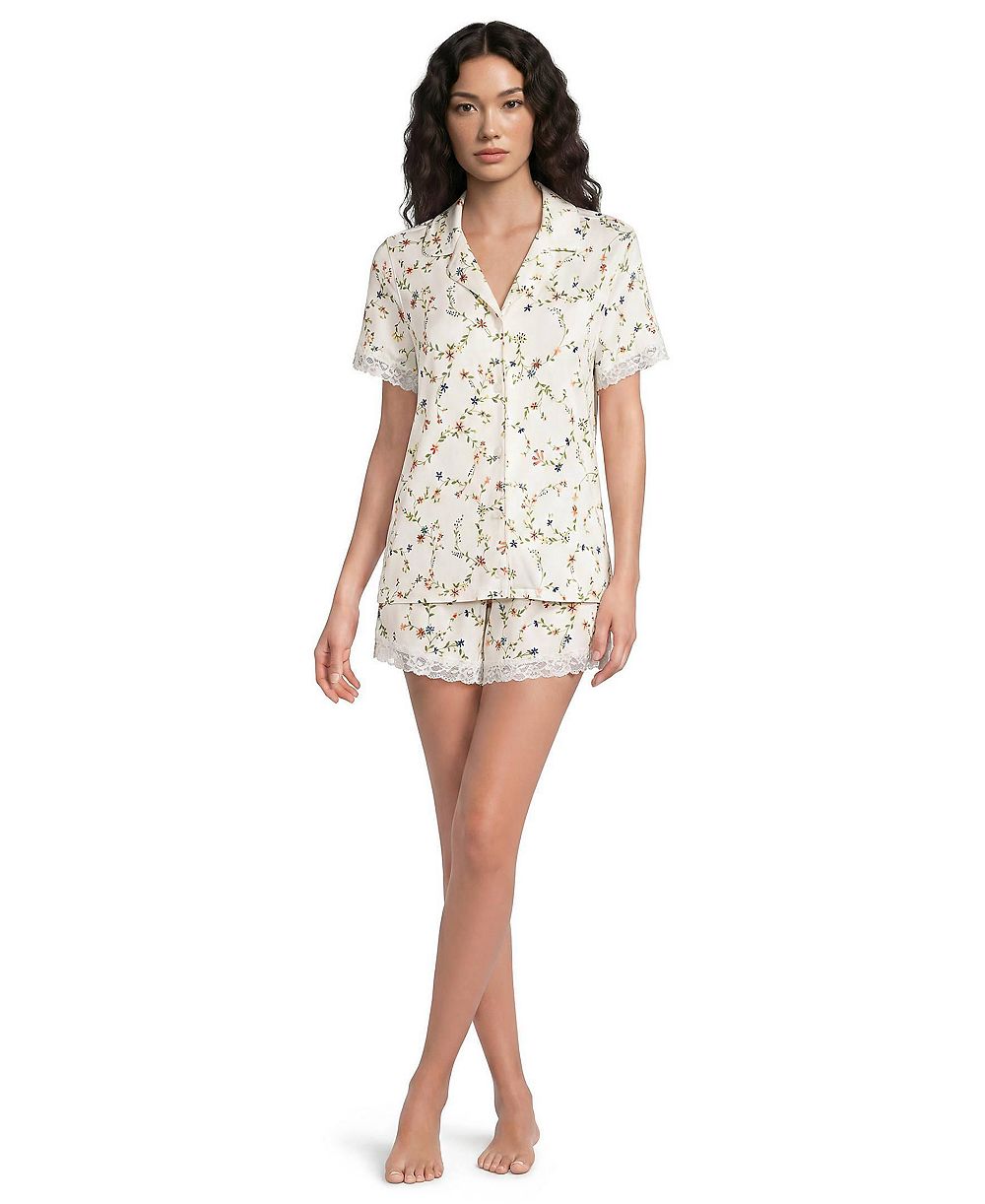 Lands' End Women's Cooling Lace Trim Top and Shorts Set