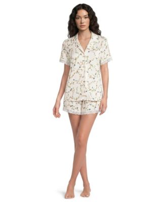 Lands' End Women's Cooling Lace Trim Top and Shorts Set