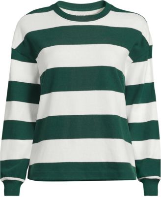 Lands' End Plus Size Long-Sleeve Breton-Stripe Relaxed-Fit T-Shirt