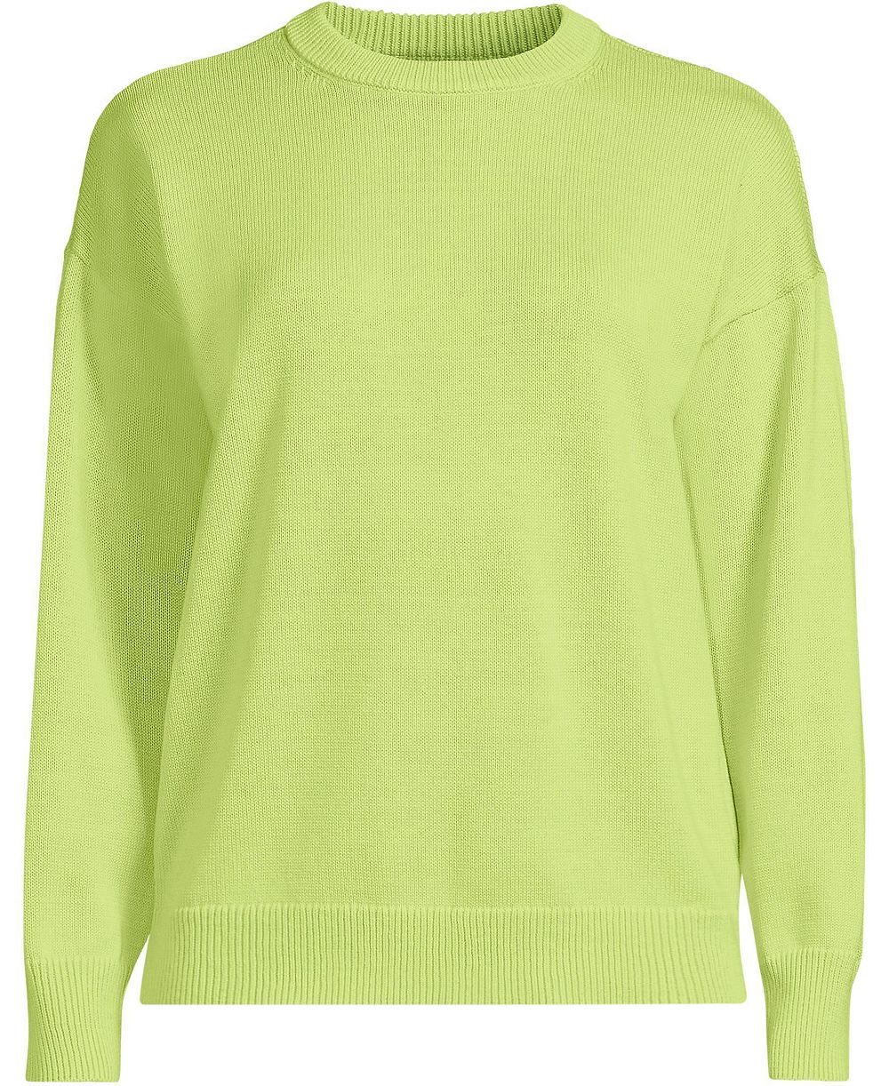 Lands' End Women's Drifter Drop-Shoulder Striped Crew Neck Sweater