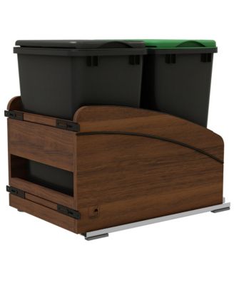 Rev-A-Shelf Walnut Double Pullout Waste Container, Soft-Close, 35 qt, Black