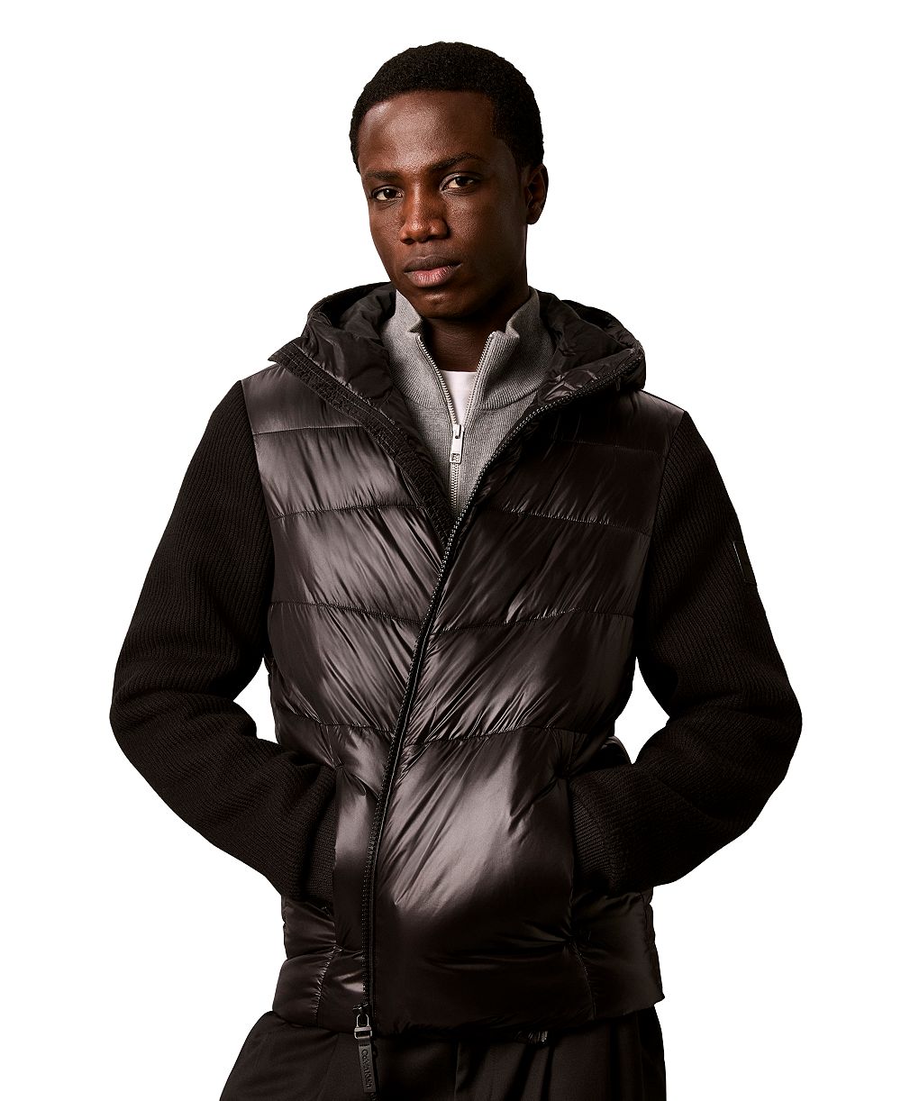Calvin Klein Men's Mixed Media Hooded Puffer Jacket