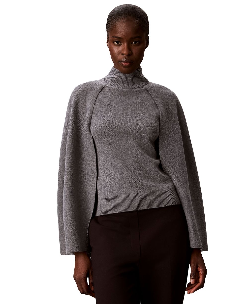 Calvin Klein Petites Mock Neck Cape Sleeveless Sweater
