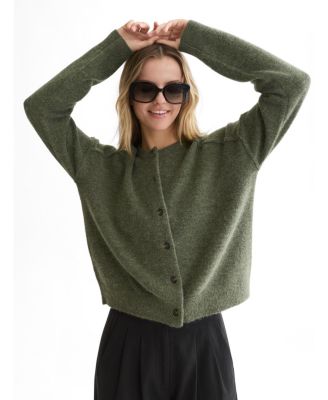 SCOTCH & SODA Women's Fuzzy Relaxed-Fit V-Neck Cardigan