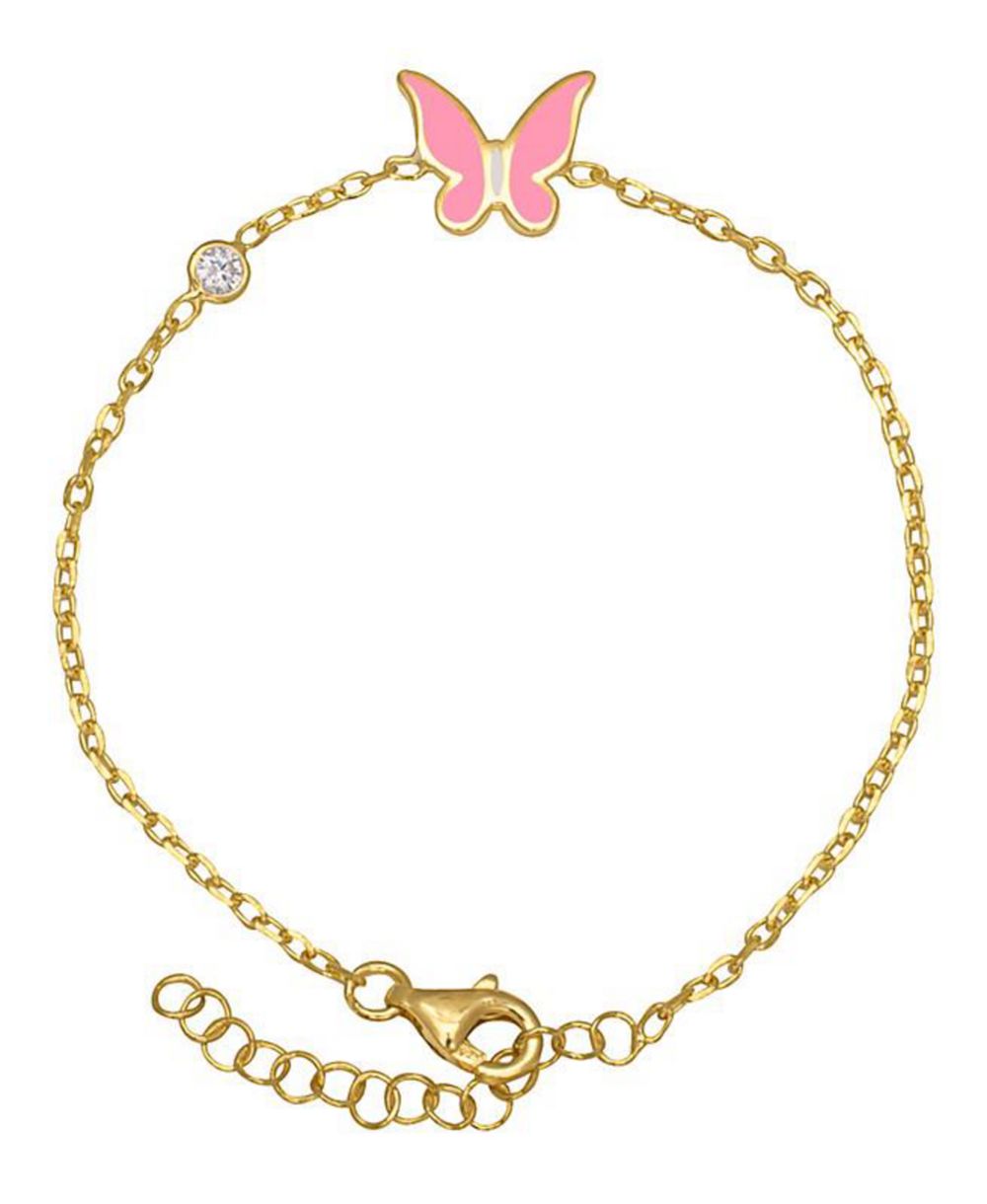 Lily Nily Детский браслет-цепочка с бабочкой и фианитом в оправе из 14K золота