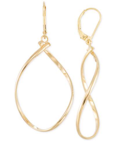 Серьги-подвески Italian Gold Polished Twist Illusion 14k Gold