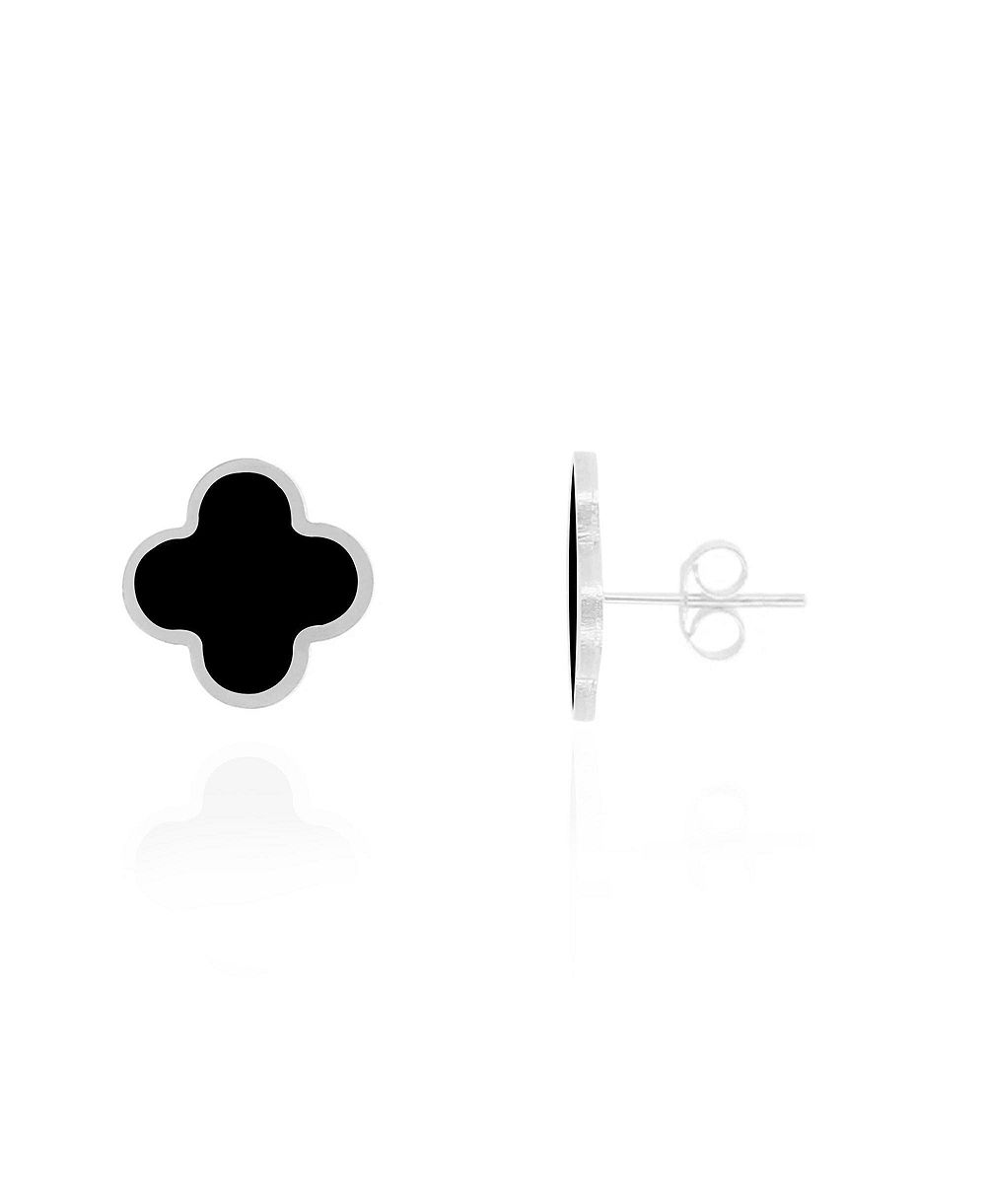 Серьги-гвоздики The Lovery Classic Onyx Clover из стерлингового серебра